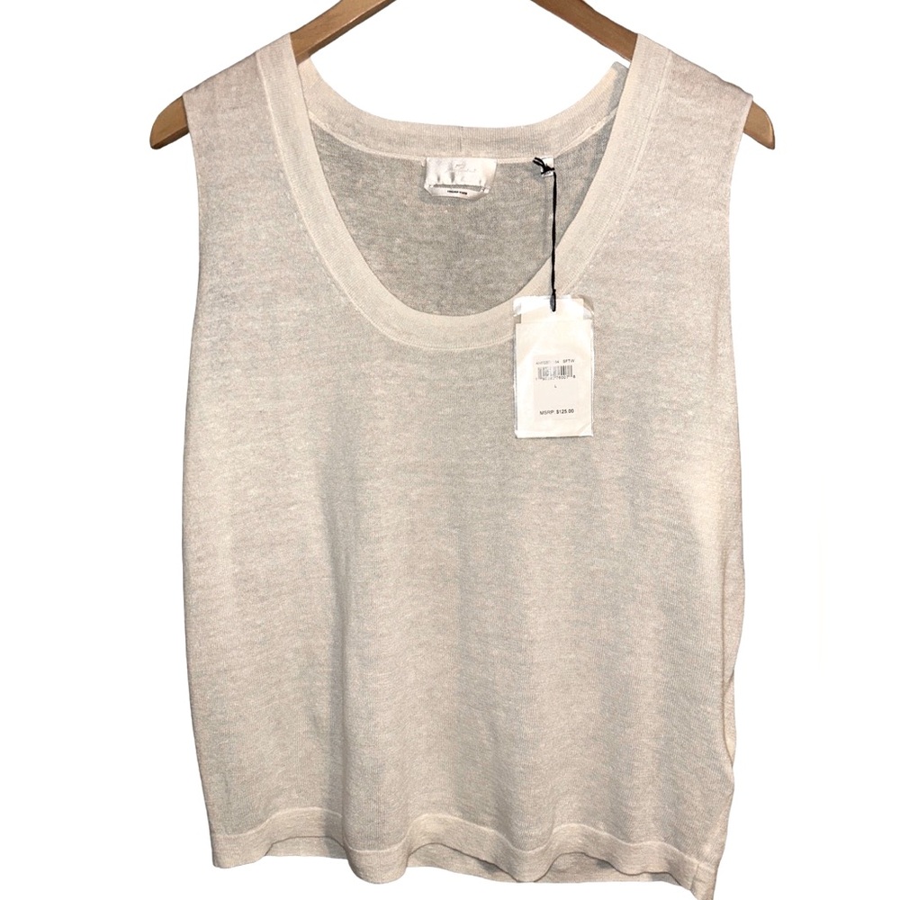 7 For All Mankind NWT Sleeveless Linen/Wool Blend Sweater-Sz Large